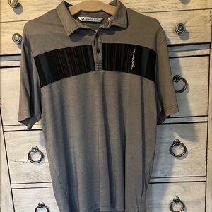 Travis Mathew Gray Polo with Black Accents sz lg